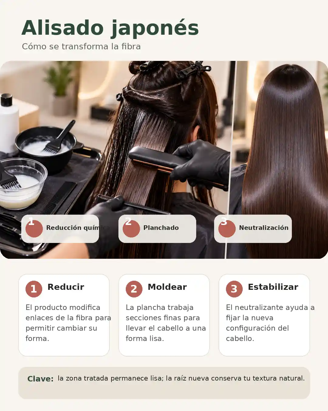 Cómo funciona el alisado japonés: reducción, planchado y neutralización