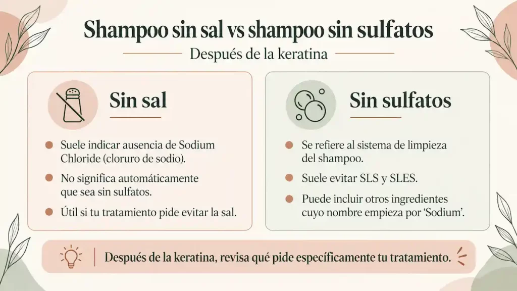 Diferencia entre shampoo sin sal y shampoo sin sulfatos después de la keratina